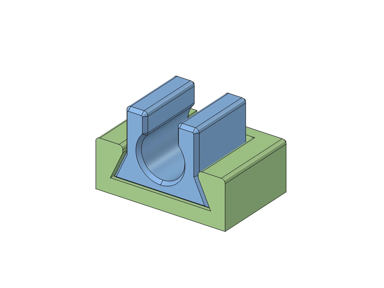 TPU tube clip seated in its PETG holder